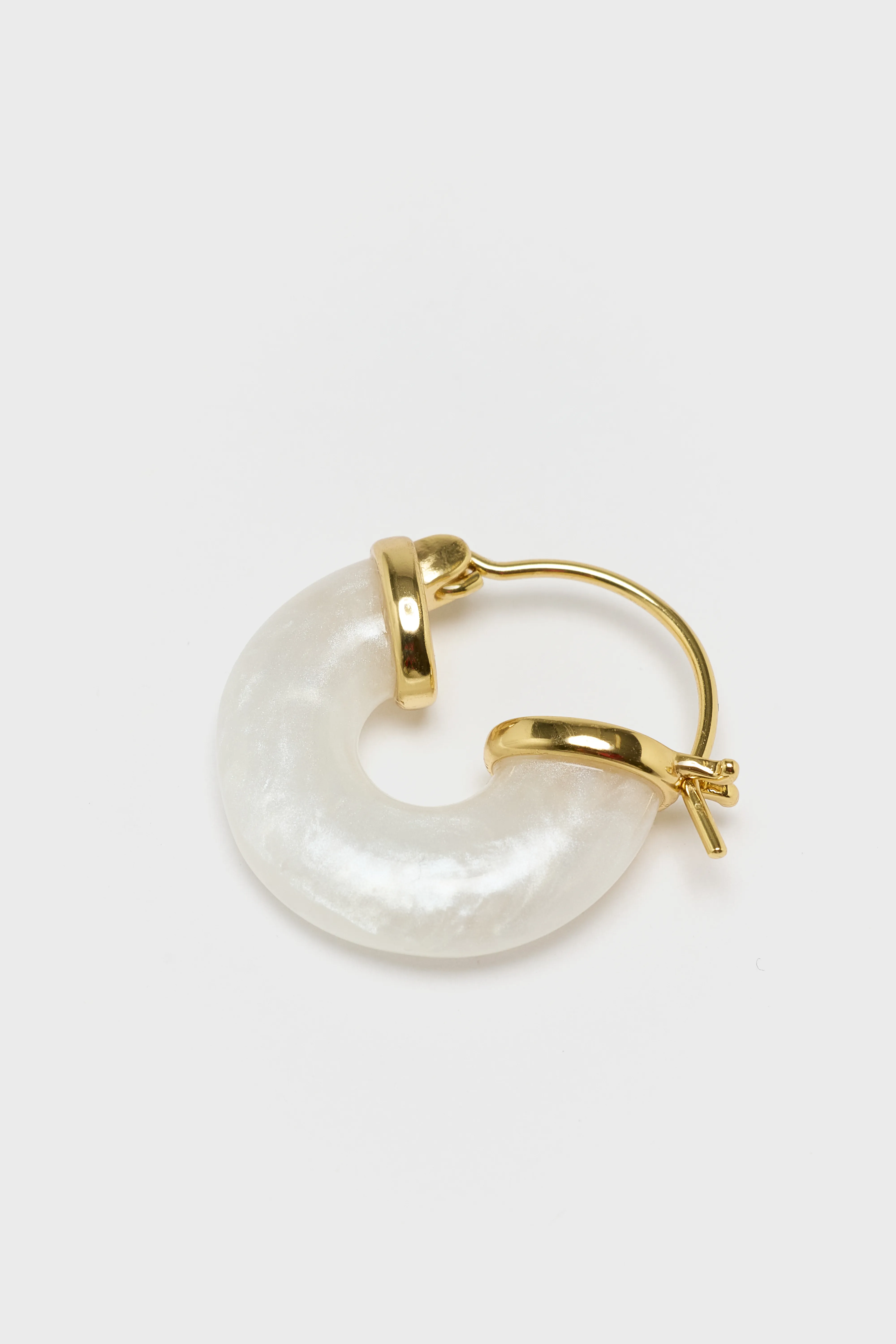 Petit White Swell Hoop Earrings  (251 / W / GOLD) - Image 3