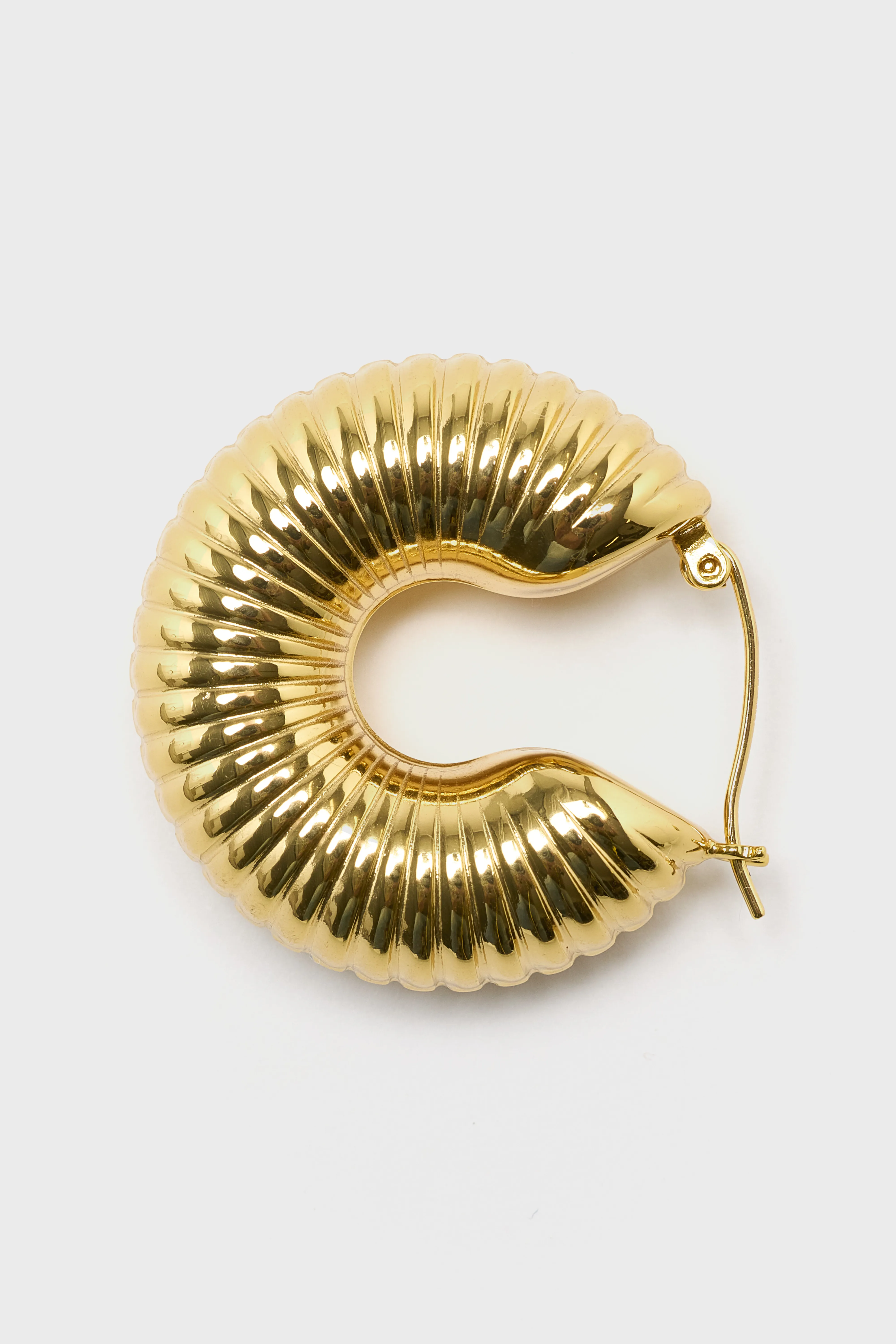 Ripple Hoop Earrings (252 / W / GOLD) - Image 3
