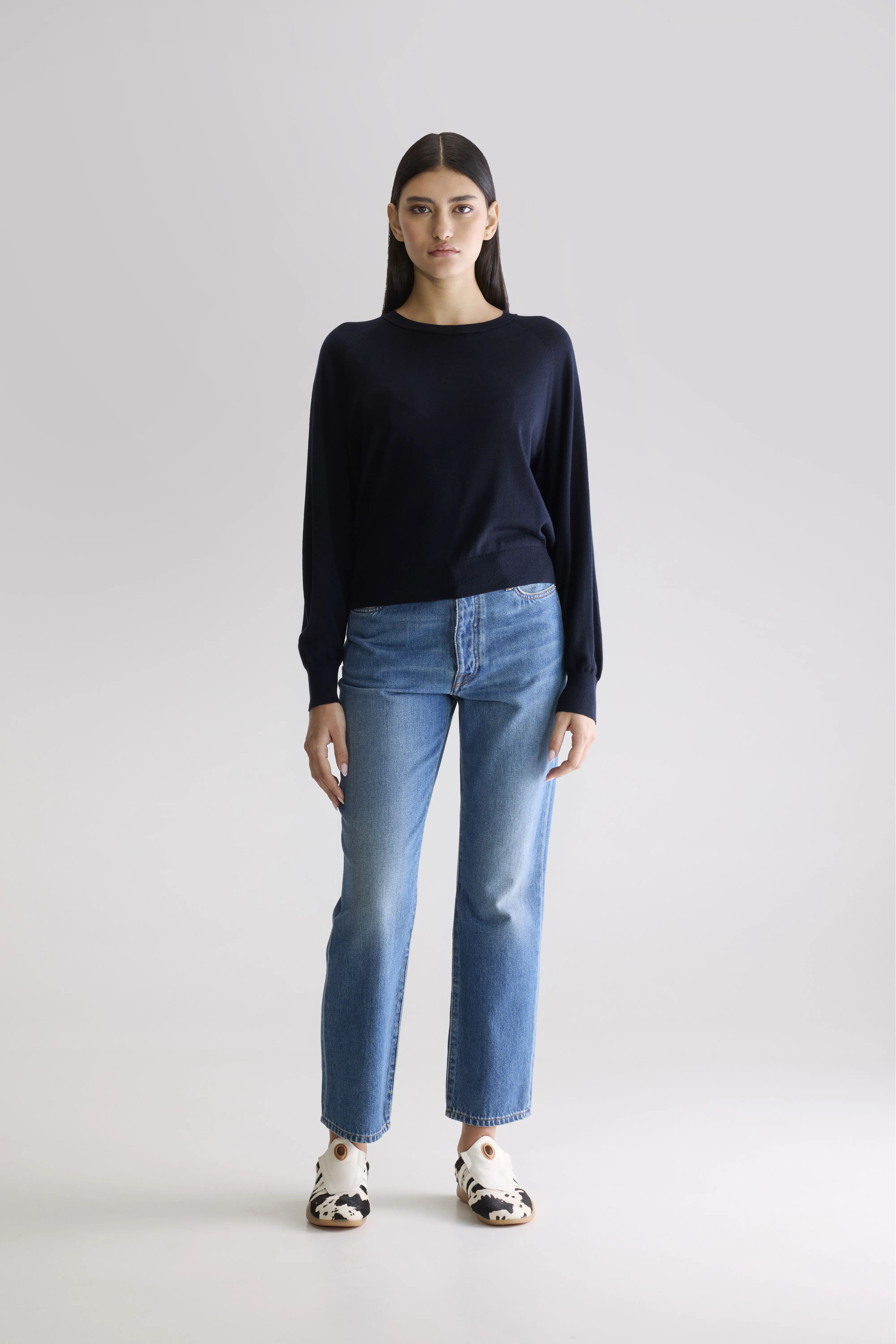 Delen classic crewneck sweater (252 / W / NAVY) - Image 3