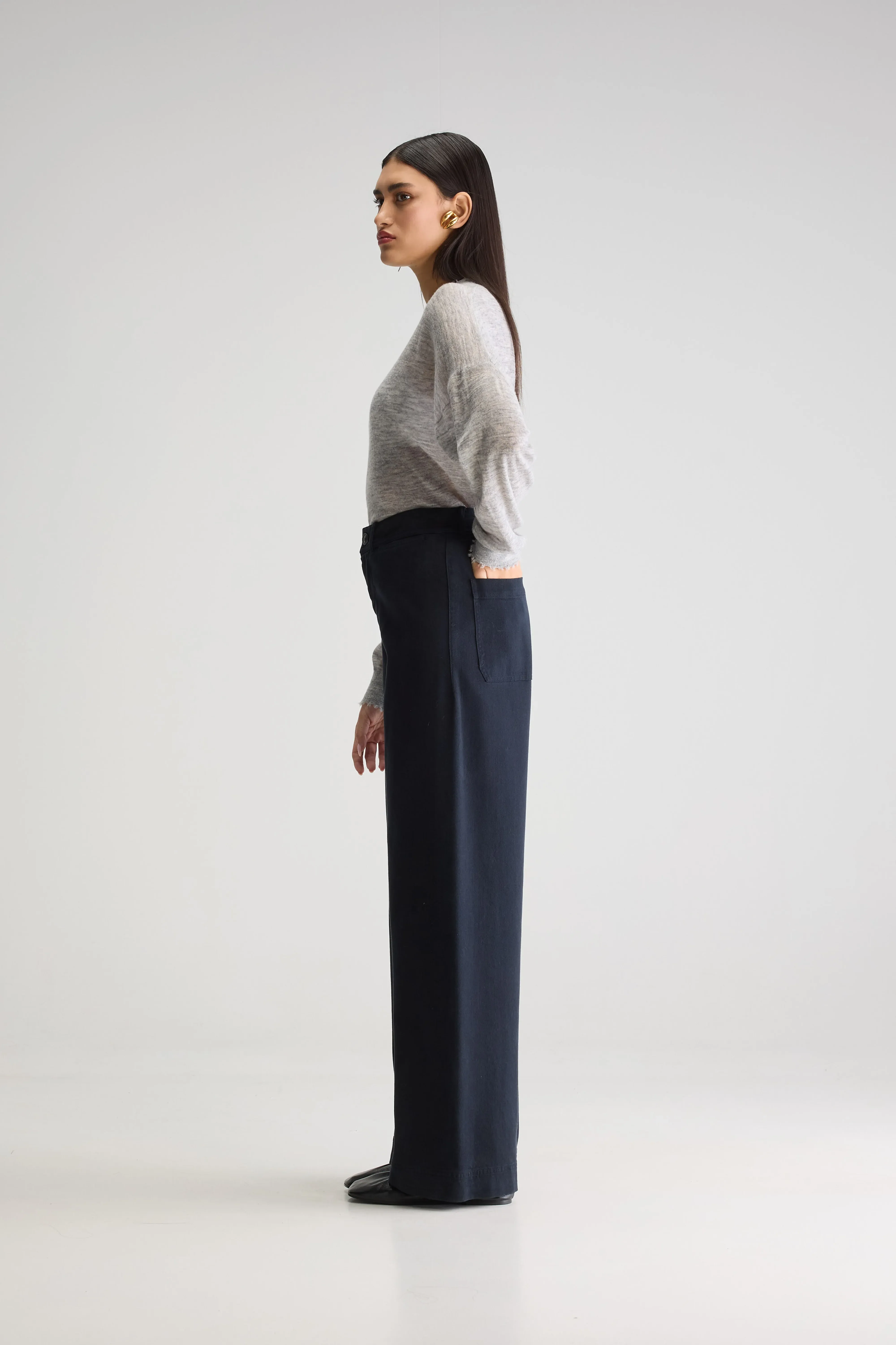 Lottie wide trousers (252 / W / NAVY) - Image 5