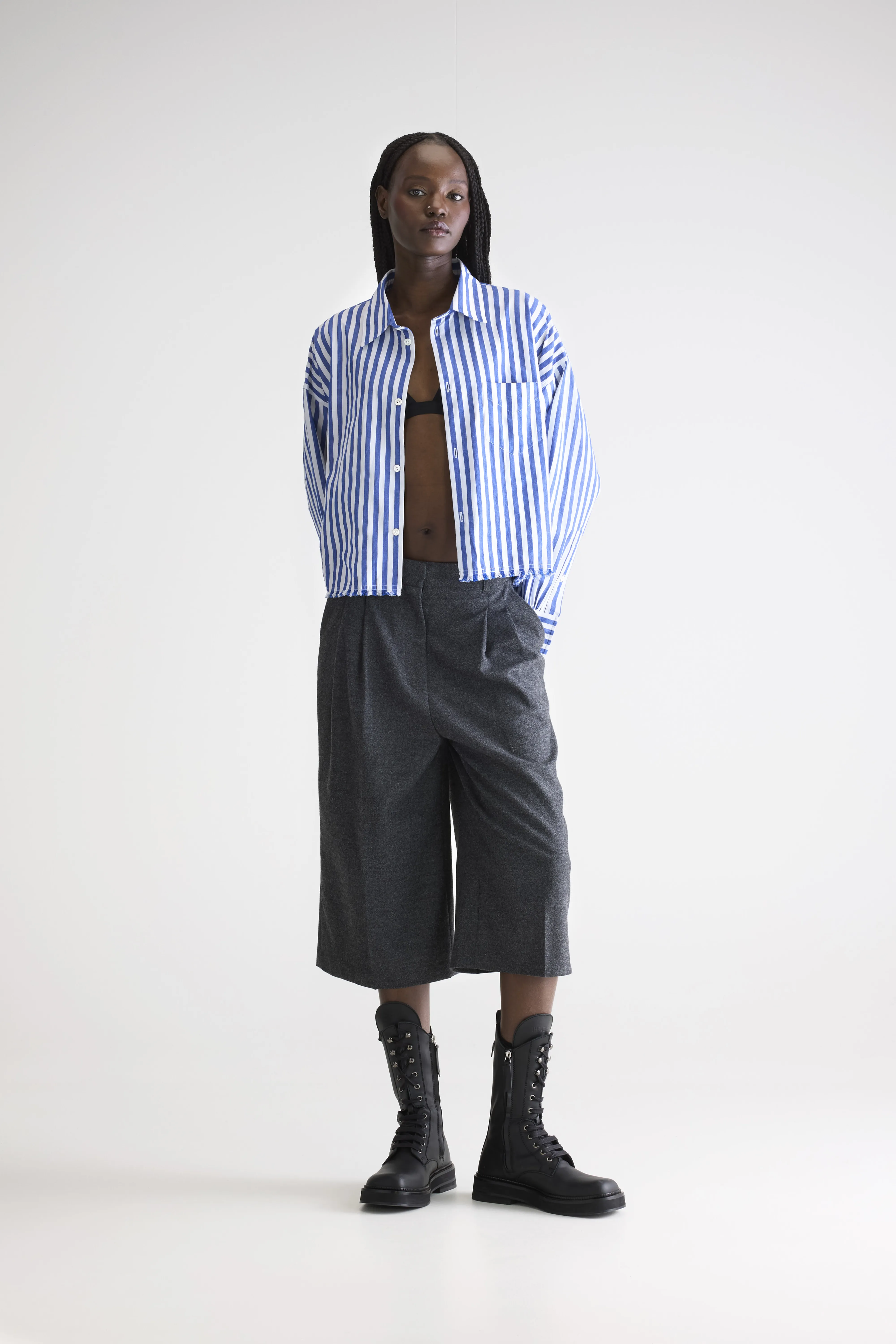 Kraft cropped poplin shirt (252 / W / STRIPE A) - Image 3